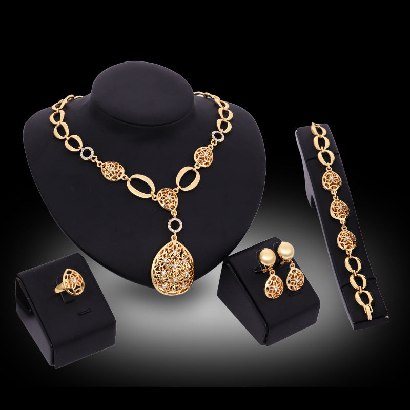 Matching necklace earrings bracelet and ring set for parties
