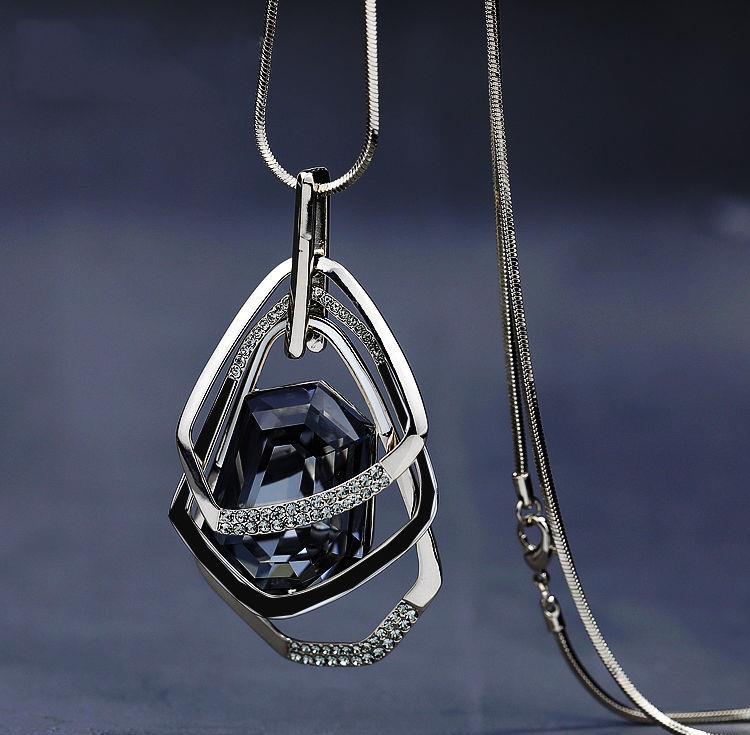 Fashion long pendant silver necklace for daily and party wear