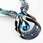 Antique style water drop blue necklace and earring set