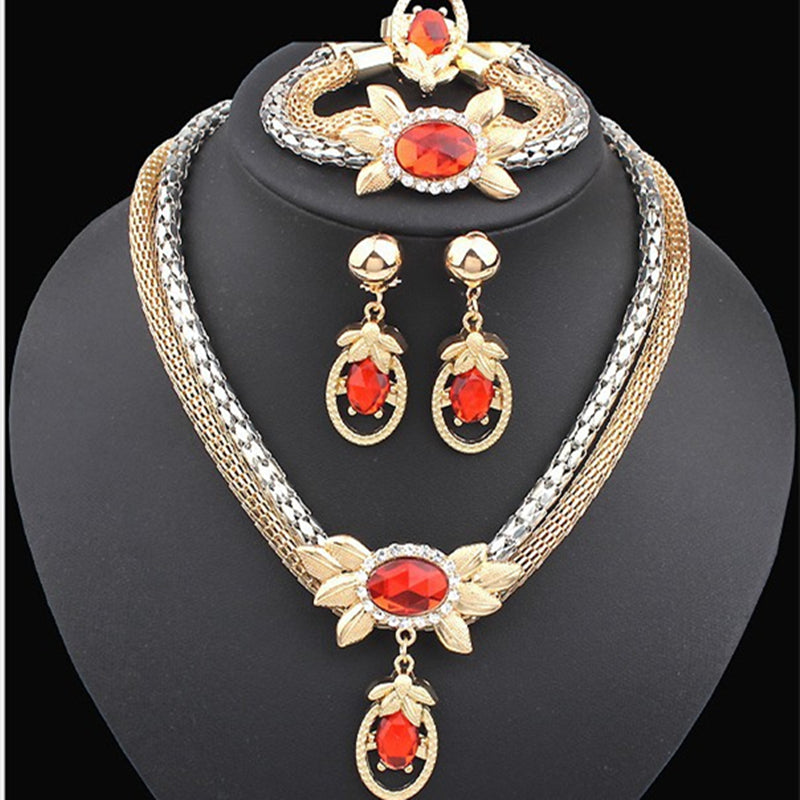 European & American bridal crystal flower jewelry set