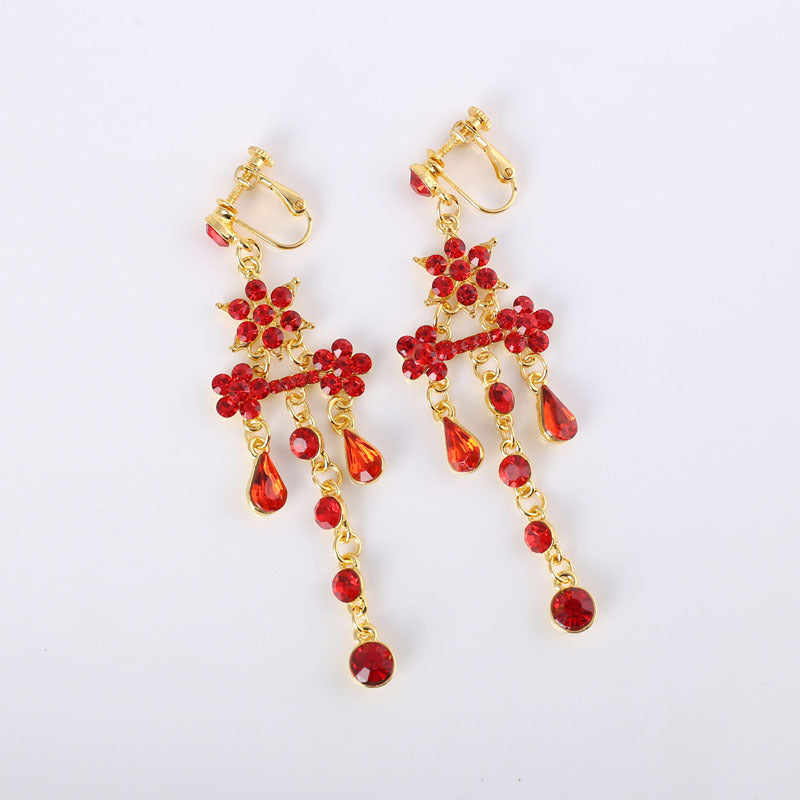 Elegant red bridal necklace with matching earrings
