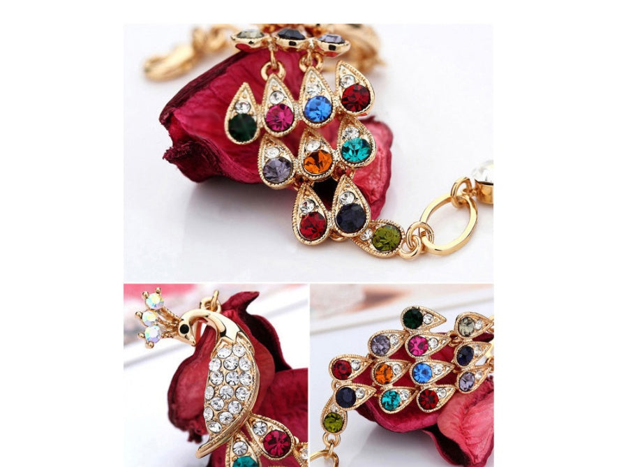 National style peacock necklace earrings and bracelet set