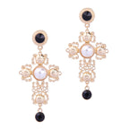 Stylish women’s alloy cross earrings close-up