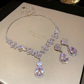 Women’s zircon inlay necklace and earrings jewelry set