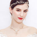 Snake bone chain bridal necklace with matching earrings