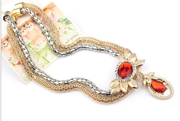 Double-color crystal flower bridal jewelry for women