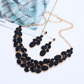 Water wave chain floral pendant necklace with earrings