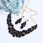 Water wave chain floral pendant necklace with earrings