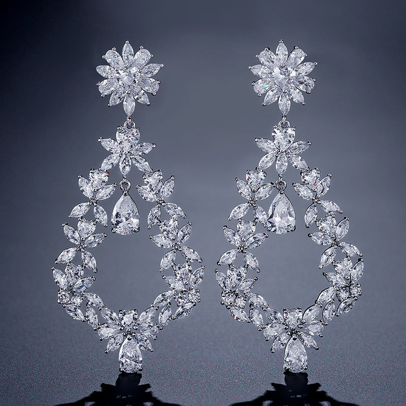 Bold floral zircon latest design wreath earrings