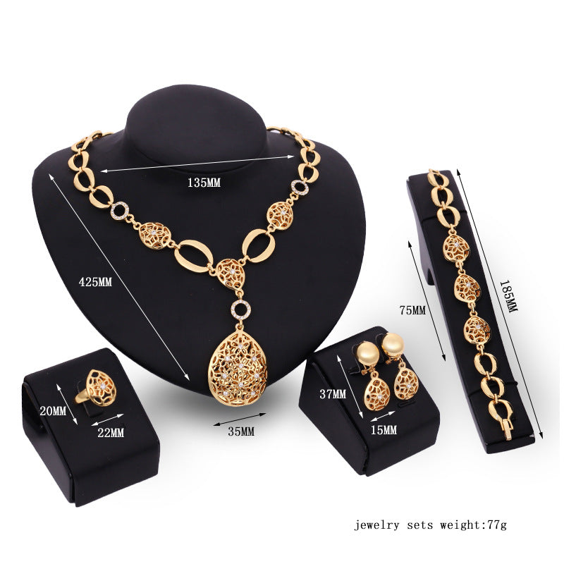 Diamond finish jewelry set with love water drop and bell design