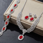 Elegant alloy jewelry set with sapphire rhinestones