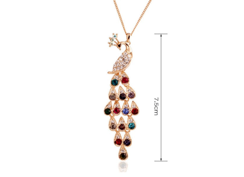 Crystal peacock jewelry set for women