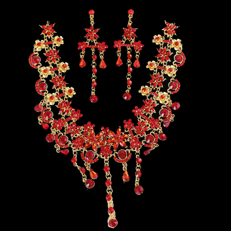 Factory direct red wedding jewelry set for brides