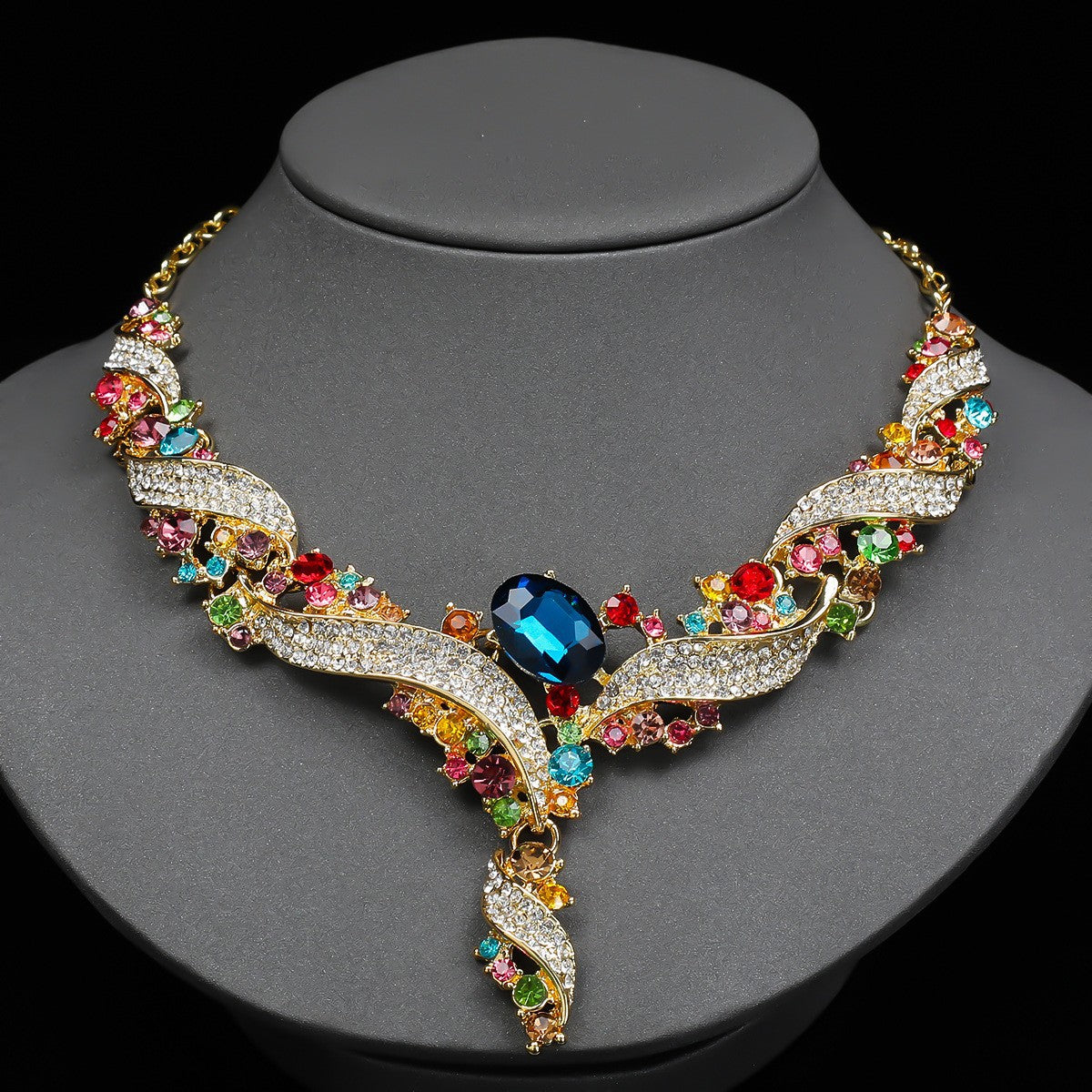 Geometric leaf colorful jewelry set for women