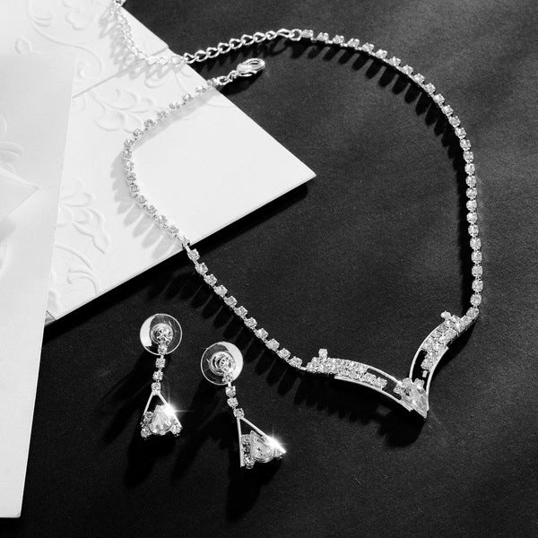 Silver plated wedding jewelry necklace earrings