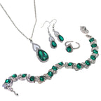 Electroplated alloy zircon necklace with matching earrings and ring