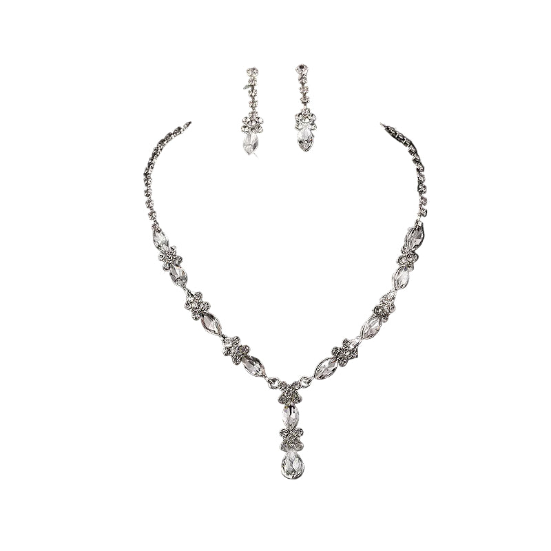 Zircon necklace and earrings set for women