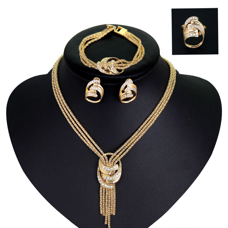European and American bridal four piece jewelry set