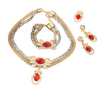 Four-piece bridal necklace, earrings, bracelet, and ring set