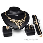 Leaf pattern wedding necklace earrings and bracelet set