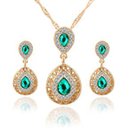European and American style alloy necklace and earrings set green