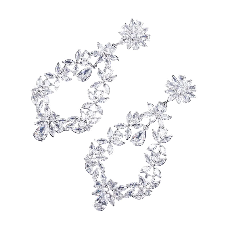Fashion exaggerated wreath zircon earrings flower design for youngsters