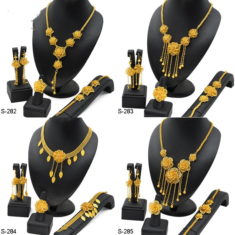 Copper-plated gold flower jewelry set for women