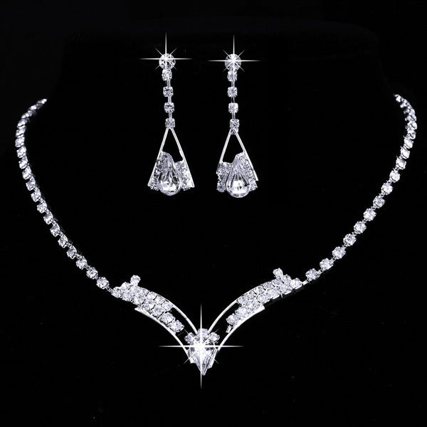 Wedding necklace and earrings silver plated set