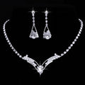 Wedding necklace and earrings silver plated set
