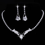 Wedding necklace and earrings silver plated set
