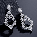 Luxury flower shaped zircon fashion earrings for teenagers