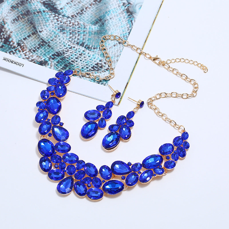 Elegant flower jewelry set with artificial gems