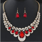 Fashion alloy  red  jewelry set with rhinestone accents for ladies
