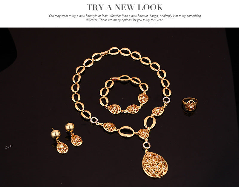 Alloy fashion jewelry set with bamboo link chain
