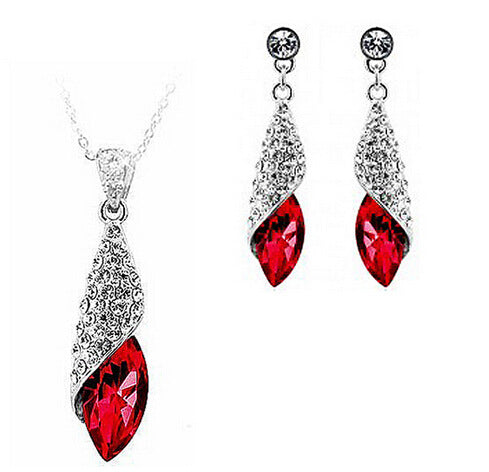 Fashion OL alloy red earring and necklace set in white for girls