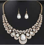 Glamorous rhinestone necklace and earring set for daily or party wear