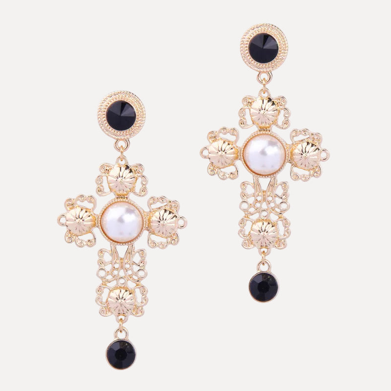 Women’s hollow cross earrings fashion style