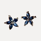 Cute zircon flower petal stud earrings blue