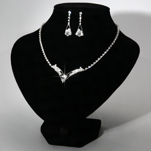 Elegant water drop necklace earrings for bride