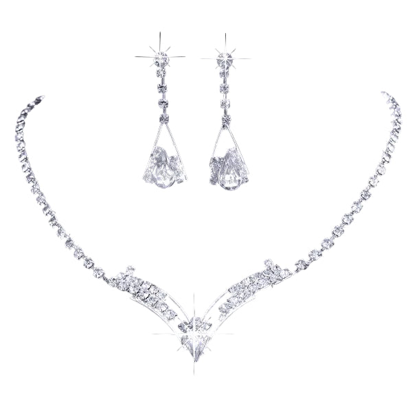 Korean water drop bridal necklace and earring set