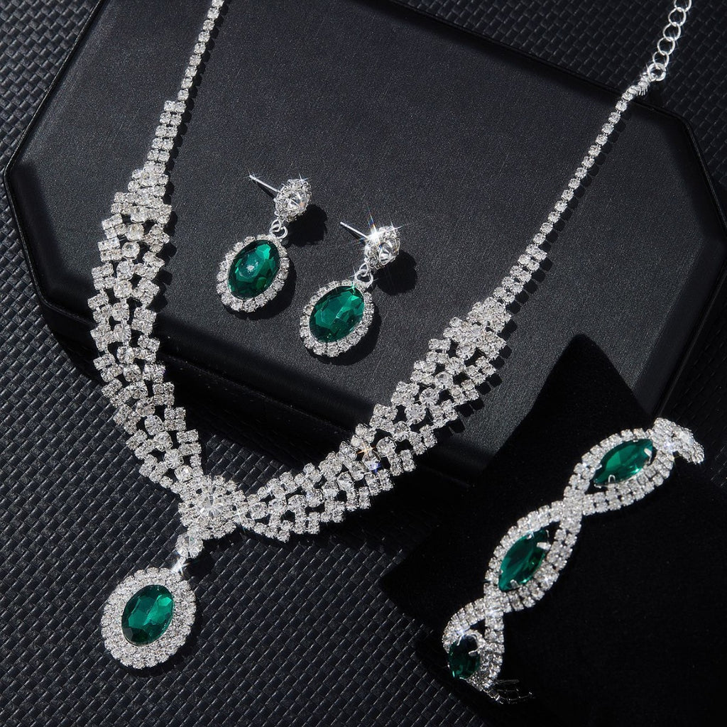 Floral and plant pattern sapphire jewelry set for women