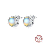 Minimalist moonstone earrings electroplated silver