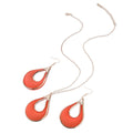 Hollow water drop necklace earrings with silver chain