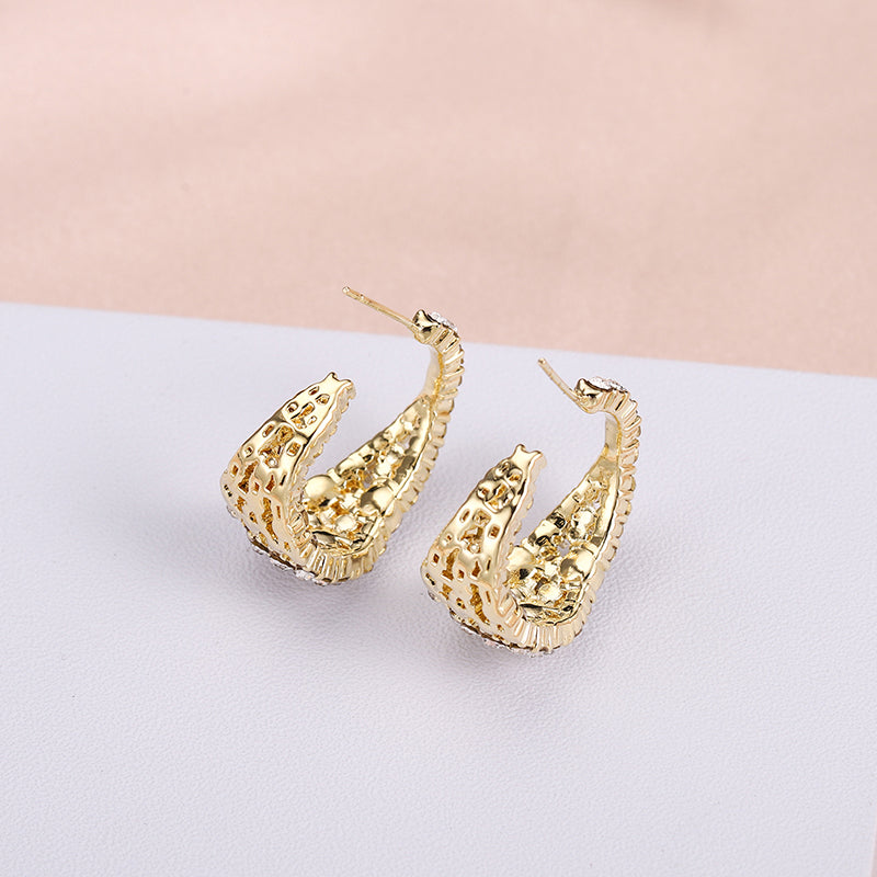 Trendy Korean geometric earrings electroplated finish