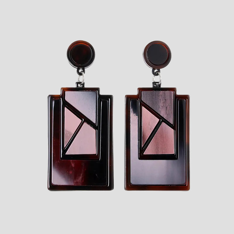 Fashion acrylic long earrings close-up geometric design