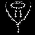 Monochrome pearl jewelry set with bamboo chain necklace