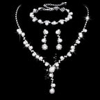 Monochrome pearl jewelry set with bamboo chain necklace