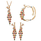 Creative crystal peacock bridal jewelry set
