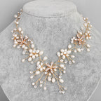 Pearl necklace and earrings jewelry set for women