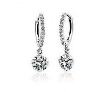 Elegant zircon heart earrings purple
